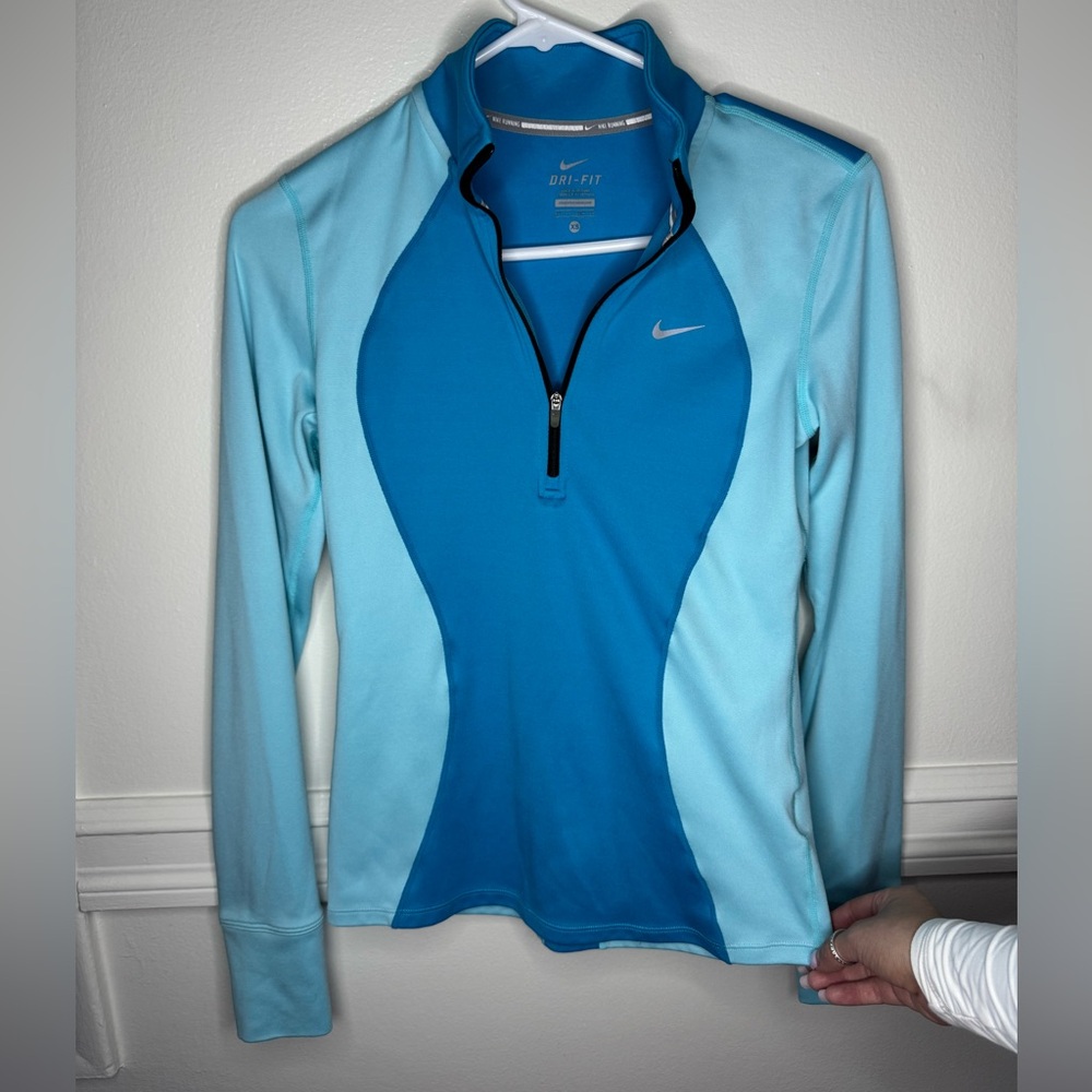 Nike Dri-Fit Running Quarter Zip Long Sleeve Athletic Top Blue XS